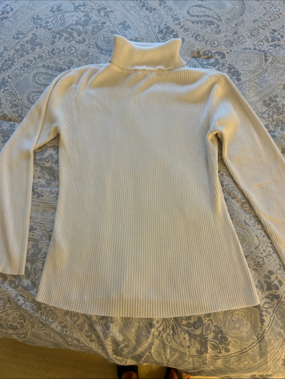Cream Ribbed Turtleneck Sweater - Classic Women's Cowl & Turtleneck